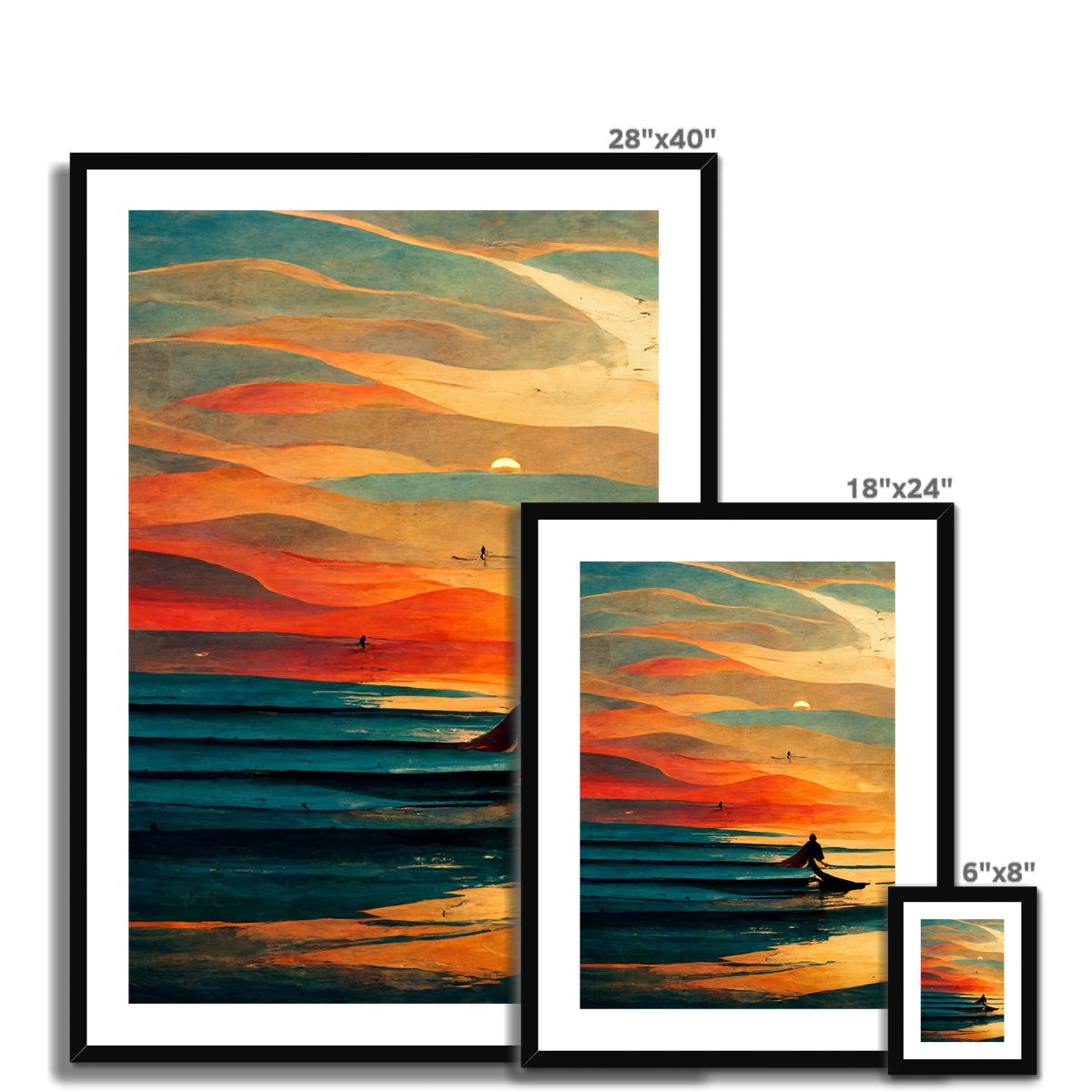 Sunset Swell Framed & Mounted Print
